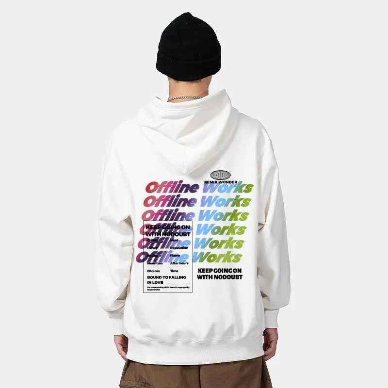 Gradient Letters Printed Hoodie Men - Bellarte Enchanté Gradient Letters Printed Hoodie Men